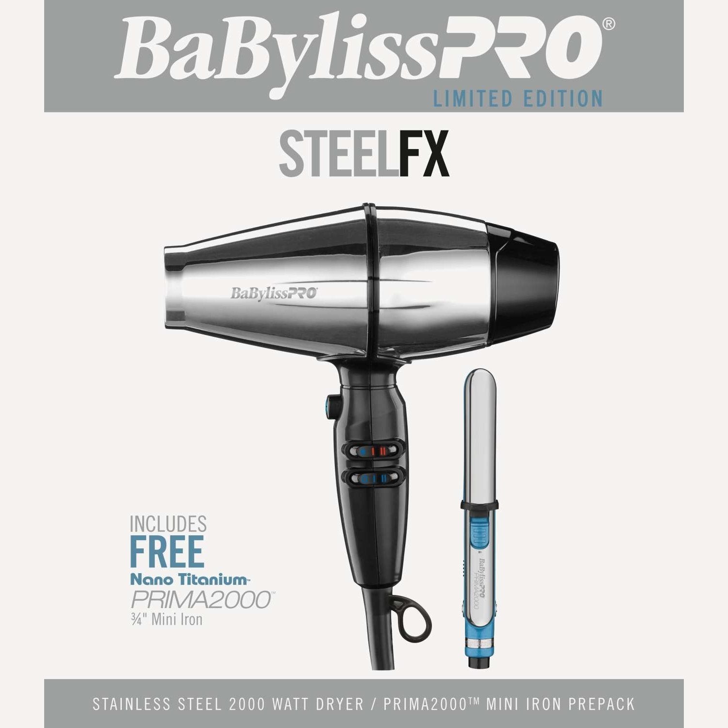 Babylisspro Dryer Steelfx Prima 2000 Mini Iron Babylisspro Dryer Steelfx Prima 2000 Mini Iron